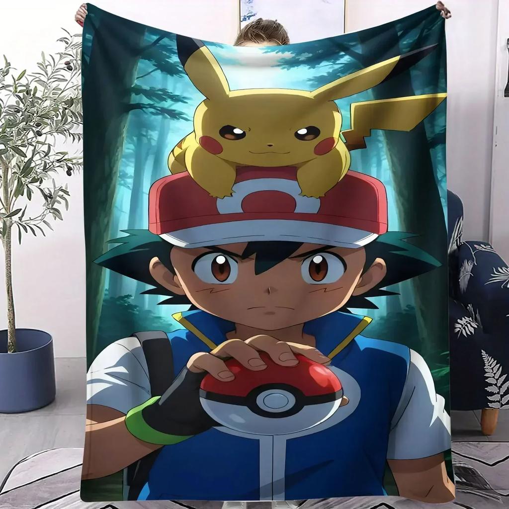 Vibrant Neon Pikachu Flannel Blanket Soft Warm Fleece Throw For Home Decor Sofa Bed Cover Travel Camping Shawl Pokémon Fans Gift
