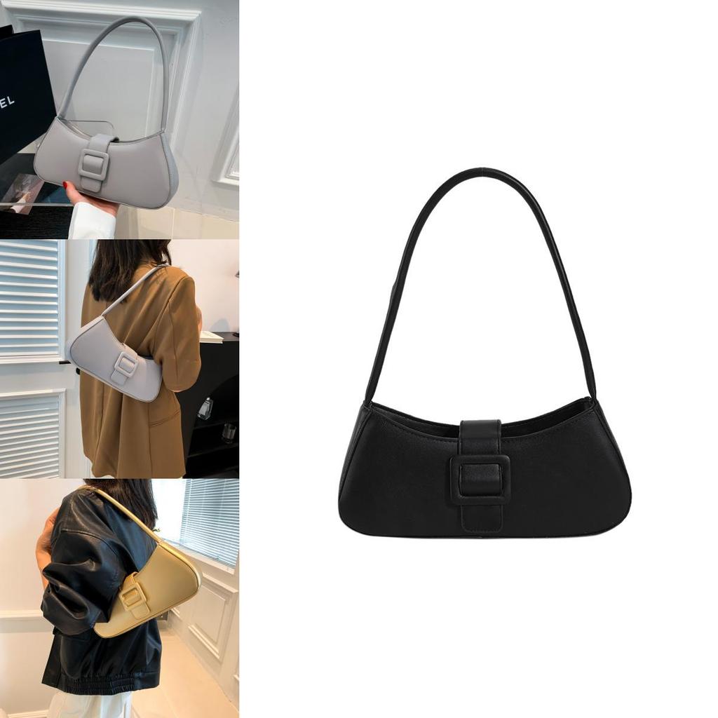 Stylish Minimalist Black And White Pu Baguette Handbag For Daily Use With Unique Features