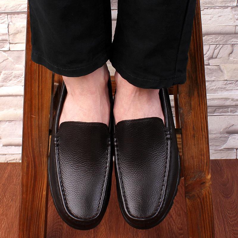 Mode Frühling Herbst Heißverkauf Herren Echtleder Freizeitschuhe Rutschfeste Sohle Atmungsaktive Slipper Herren Fahrschuhe Kostenlose Lieferung
