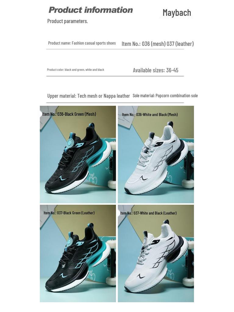 Men's Cross-Border Lightweight Dad Sneakers with Breathable Mesh & Popcorn Soles for Casual Running