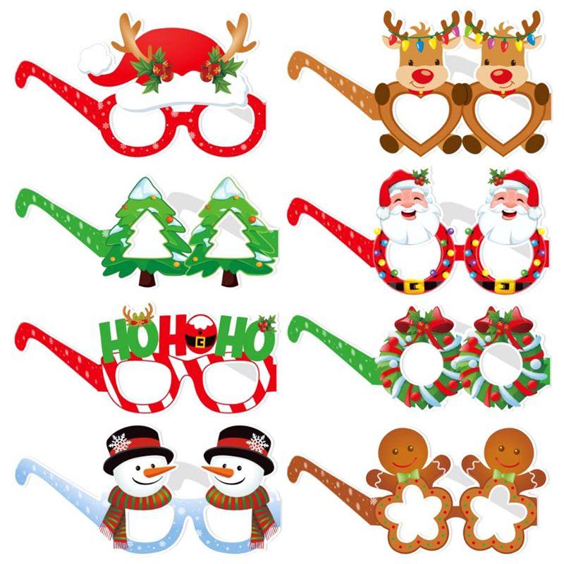 

AEE4-24Pcs Christmas Glitter Party Glasses Frames With Decorations Replacement For Christmas Party Favors
