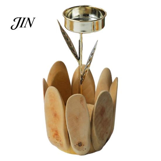 Handmade Wood Candle Holder Wooden Glass Holder, Rustic Driftwood Ornament, Farmhouse Natural Tabletop Decor for Living Room Bedroom Office Gift Matte