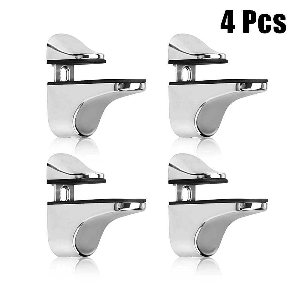 4Pcs Glass Clamp Glass Shelf Clamp Holder Wall Mount Glass Plated Brackets Flat Back Mount Holder For Partition Board Fixed Clip