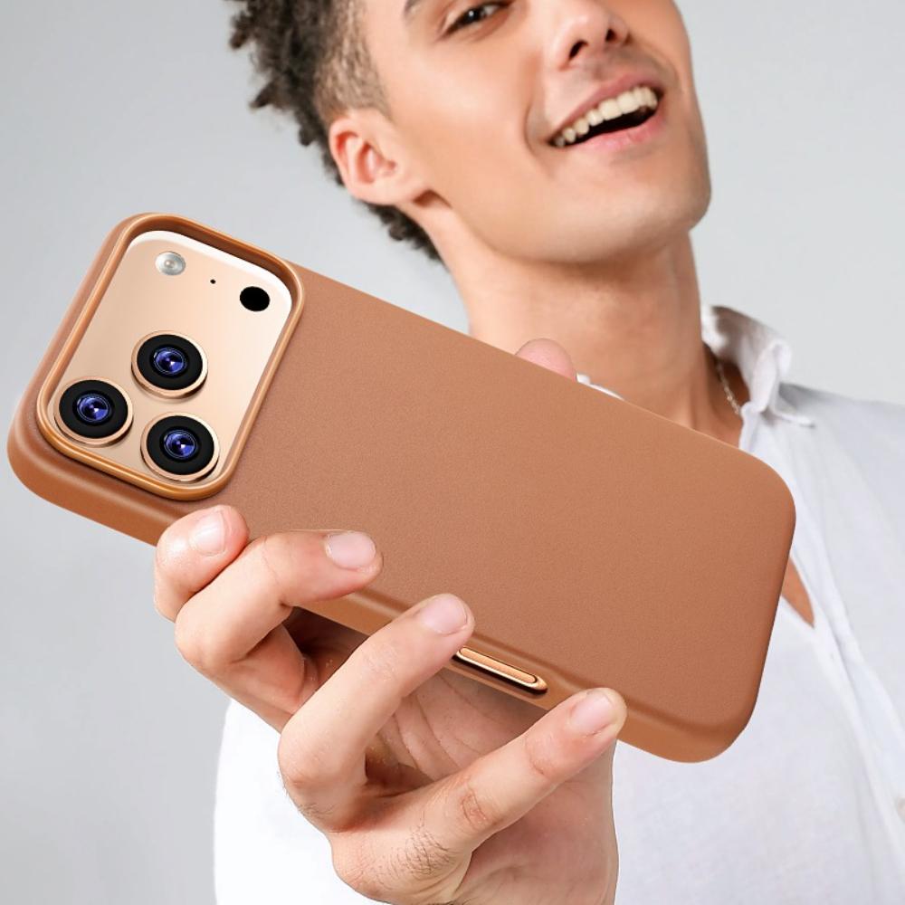 Cowhide Leather Phone Case for iPhone 16 Pro Max 17 Air 15 Plus 14 13 12 Promax High End Strong Magnetic Wireless Charging Cover