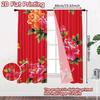 Set Of 2 Flat Printing Curtains Without Rod Floral Pattern Red Valentine Is Day Festival Popular Drapes Versatile Made Polyester