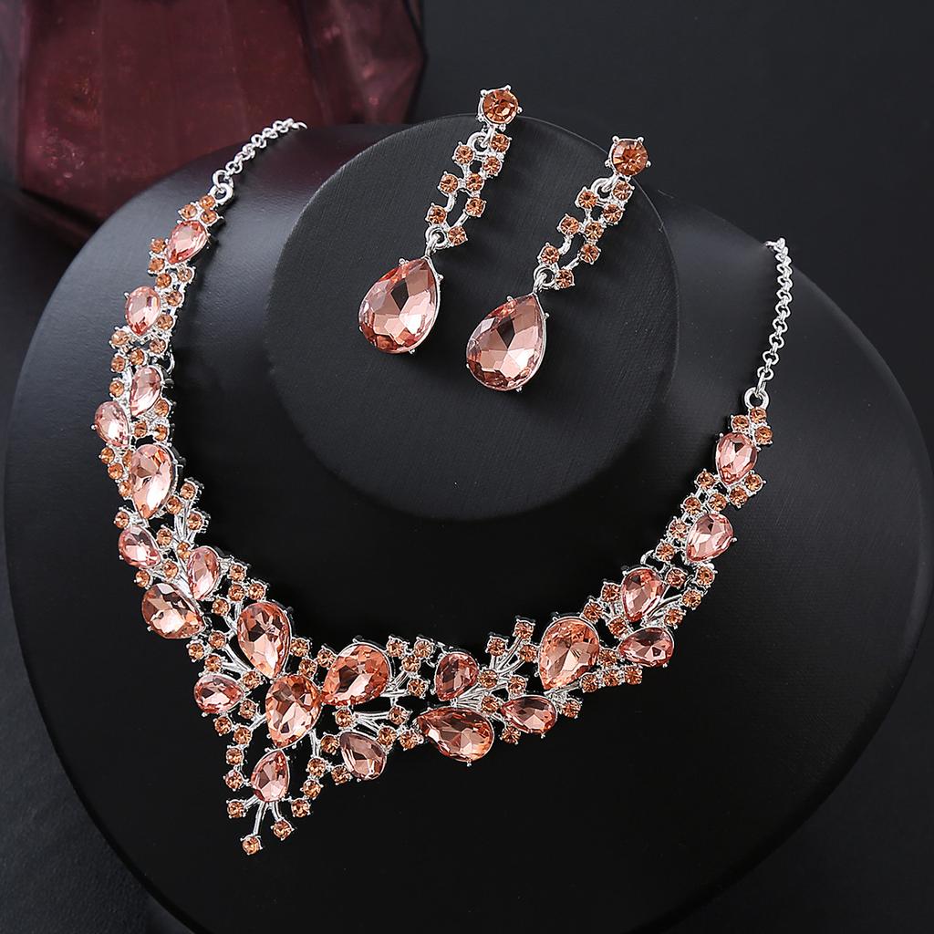 Atmospheric Bridal Necklace Earrings Zircon Wedding Jewelry Set Wedding Dress Evening Dress Accessories Wedding Banquet Jewelry