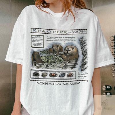 Vintage Seeotter Monterey Bay Aquarium Shirt Lustiges Trendiges Sarkastisches Zitat Shirt Geschenk Für Buchliebhaber Y2K Unisex Shirt Streetwear