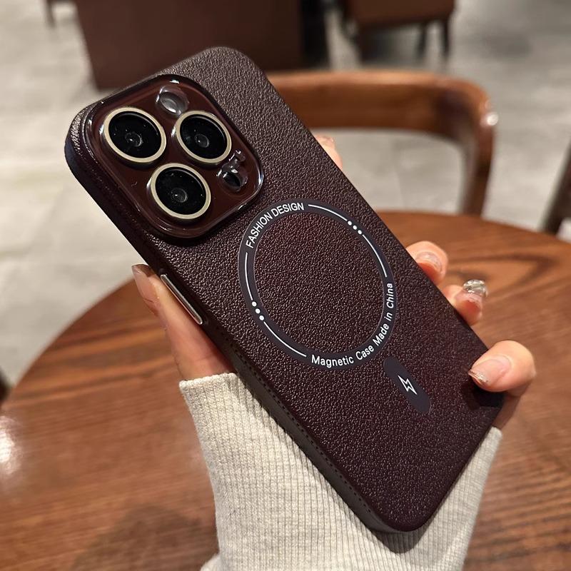 Applicable to iPhone11 lychee pattern magnetic suction leather pattern mobile phone case Apple 11 crystal goggles matte all-inclusive protective case