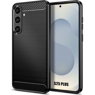 Protective Case - BOOLING - for Samsung Galaxy S25 Plus - Shockproof - Carbon Effect - Black