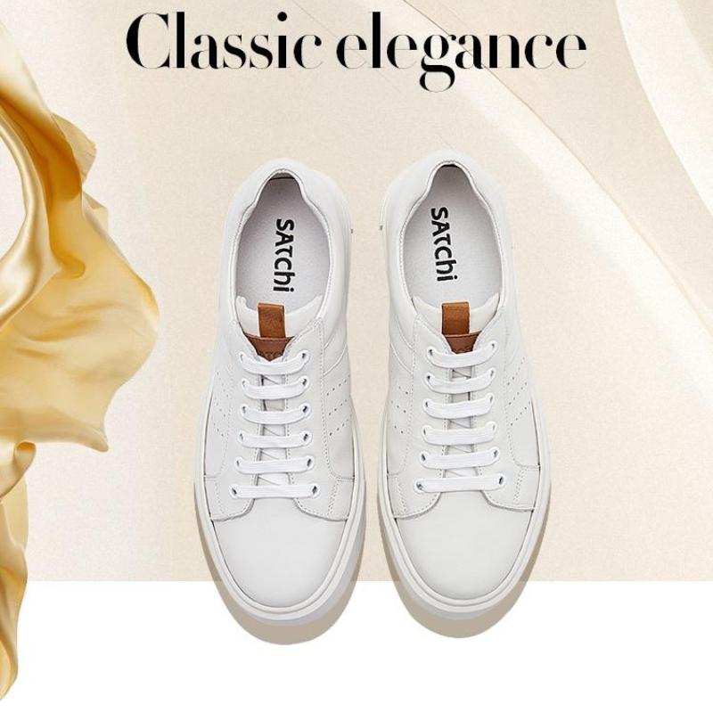 Classic White Leather Casual Sneakers Women Lightweight Breathable Low Top Lace Up Walking Shoes Platform Fashion Footwear
