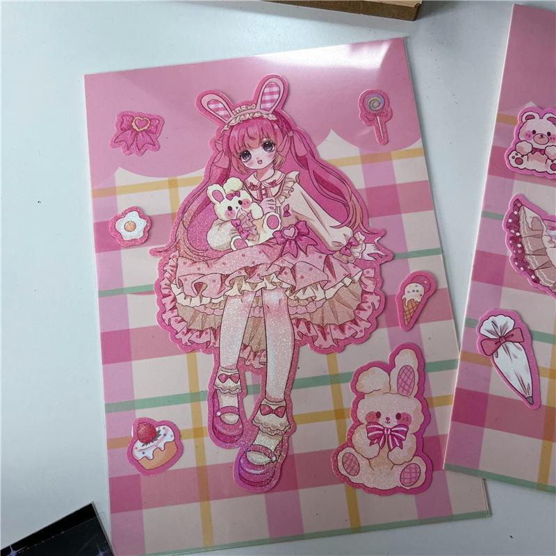 Korean Cute Maid Devil Angel Girl Stickers Scrapbooking DIY Album Decoration Sticker Aesthetic Personalized Kawaii Stationery
