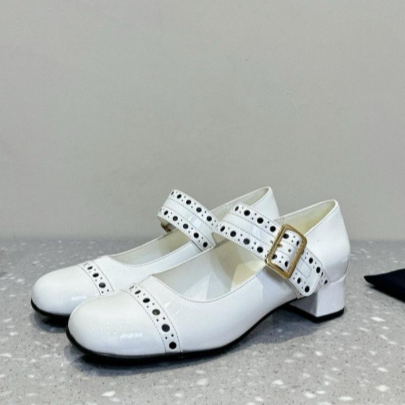 Fashion Women's Coarse Heel Shoes Spring New Square Head Shallow Mouth Waterproof, Anti-slip and Wear-resistant Low-top Shoes