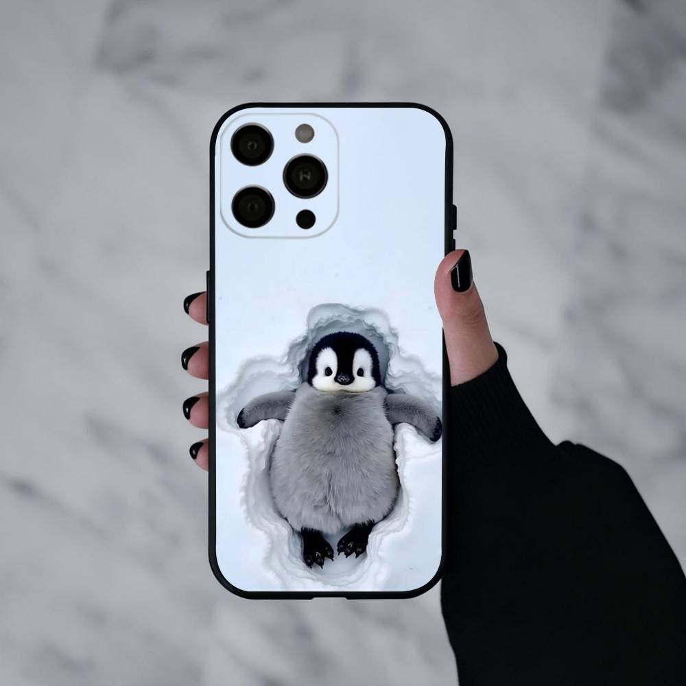 Animal P-Pingu Penguin Phone Case For iPhone 17pro,16,15,14,13,12,11 Plus,Pro Max,XS,Soft Silicone Black Cover