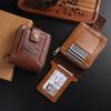 Cross-Border Men's Retro Zipper Wallet, Multi-Card Slots, Large Capacity, Business Card Holder.