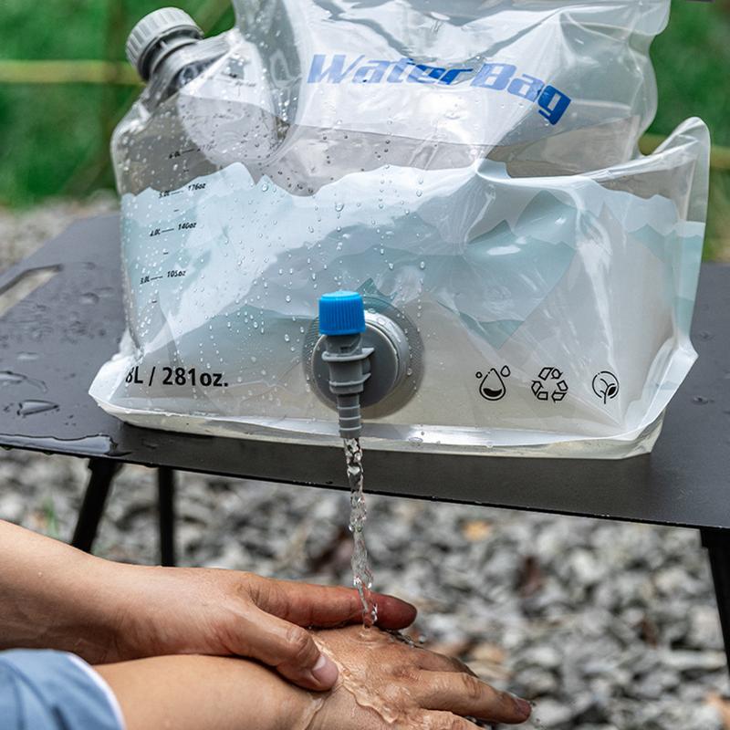 8L Camping Water Bag With Faucet Portable Water Container Folding Water Storage Carrier Jug outdoor Water Pouch For Camping