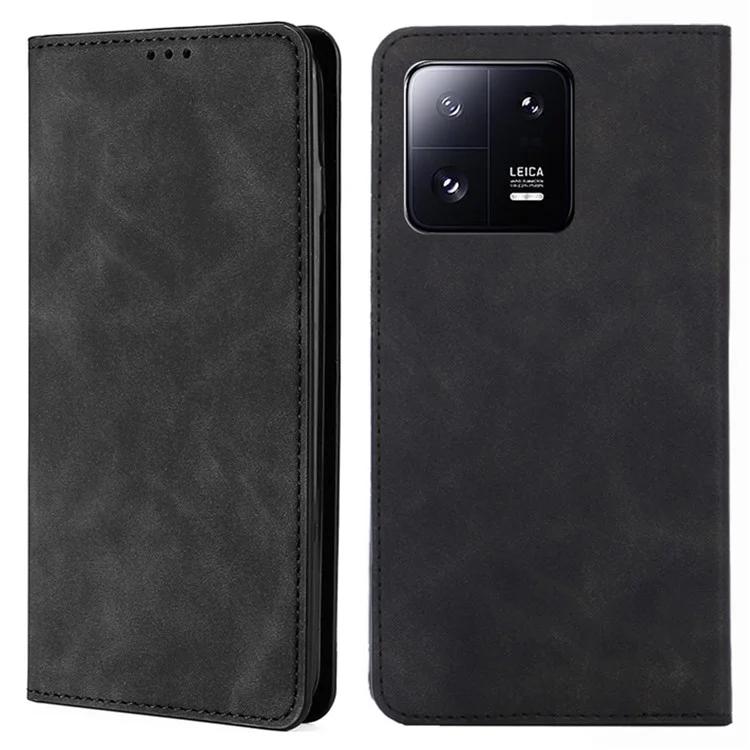 

For Xiaomi 13 Pro 5G Magnetic Absorption Flip Cell Phone Cover Skin-touch Feeling PU Leather+TPU Card Slot Stand Phone Case