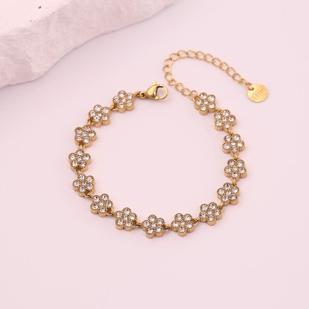 Adjustable Crystal Flower Bracelet Stainless Steel Stainless Steel Bracelet Gift Giving