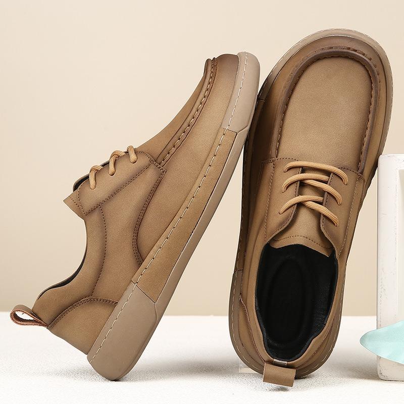 Business Casual Lederschuhe Herren Frühling Neu Britischer Modetrend Dicksohlige Atmungsaktive Retro Leder Herrenschuhe
