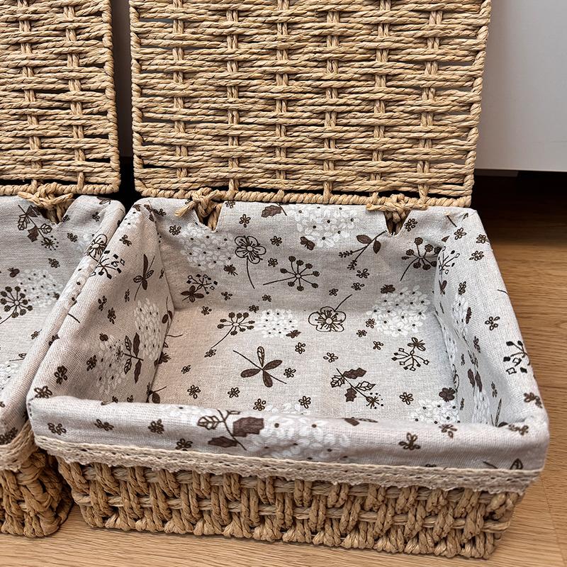 Household Rattan Woven Storage Box For Toys Snacks And Miscellaneous Items Desktop Cosmetic Storage Box