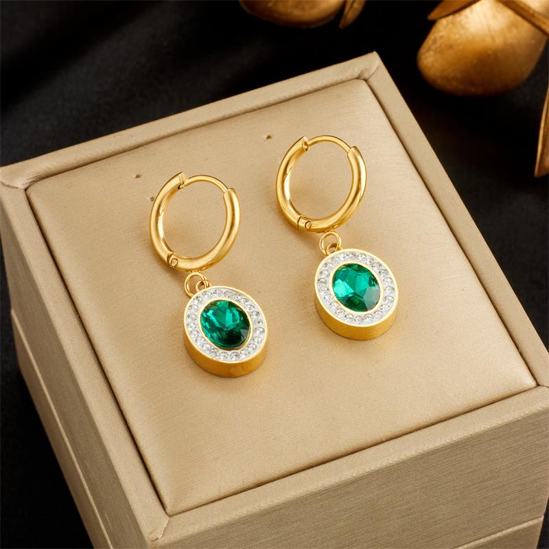 Stainless Steel Geometric Luxury Crystal Earrings For Women Girl New Waterproof Earrings Ear Jewelry Gift