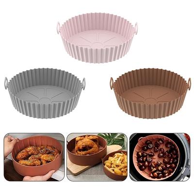 Silicone Pot for Airfryer Reusable Air Fryer Accessories Baking Basket Pizza Plate Grill Pot Kitchen Cake Cooking Baking Tools with Ear