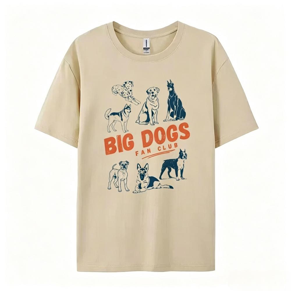 Vintage Big Dogs Fan Club Graphic Tee Short Sleeve Cotton Tshirt For Dog Owners Animal Lovers Dog Mom Shirt For Unisex