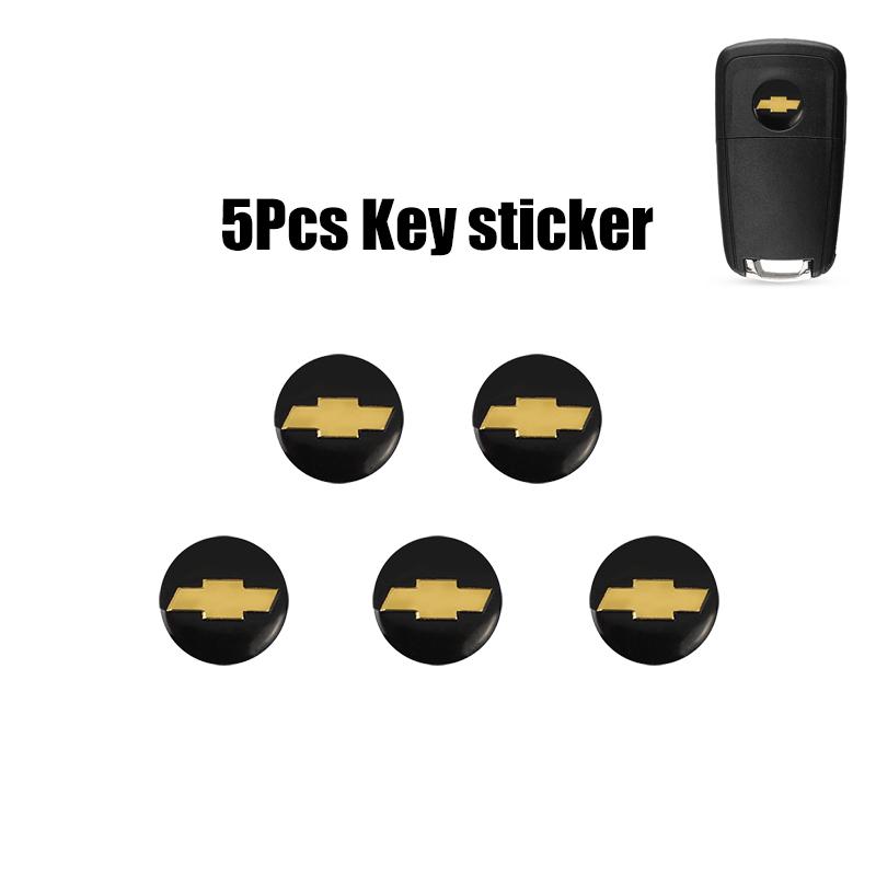 5 Stuks Auto Afstandsbediening Sleutel Sticker Aluminium Embleem Decoratie Decal Voor Chevrolet Cruze Spark Captiva Suburban Camaro Malibu Silverado