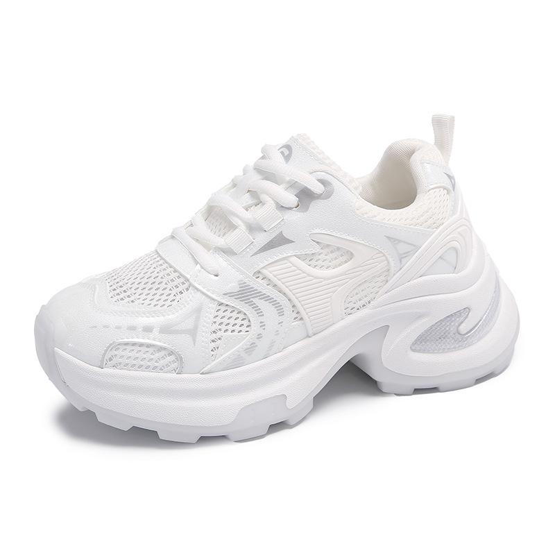 

Four seasons new girls mesh breathable fashion thick sole heightening casual lace-up Internet celebrity dad shoes 35
