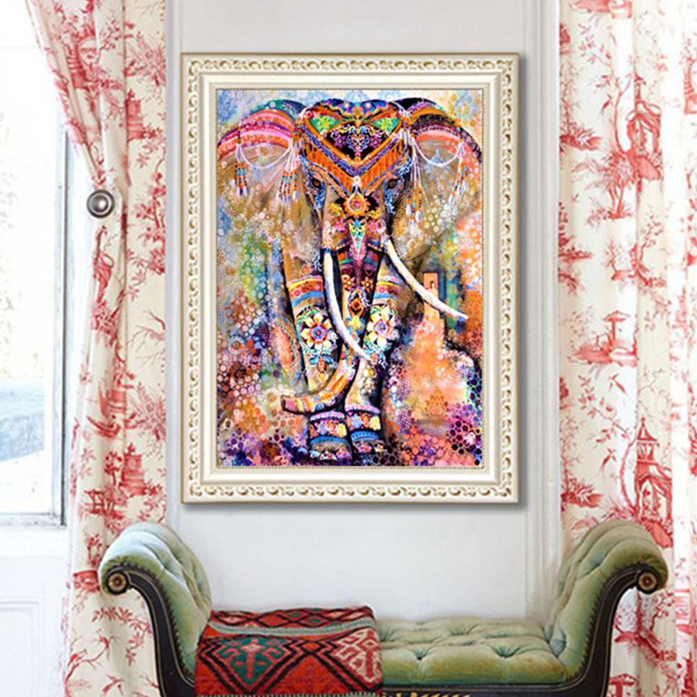 30x40cm Oil  Canvas Diy 5D      Material  Kit Elephant-shaped Pattern Full Rhinestone Embroidery Home Decoration