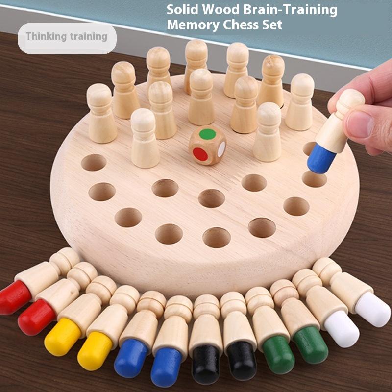1 Set Streichholzfarben-Memory-Matching-Puzzles Eltern-Kind-Interaktion Lernspielzeug Holz-Memory-Schachbrettspiel für Kinder