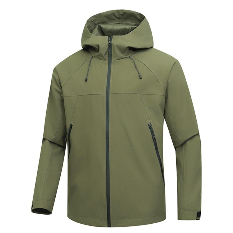 

Spring and Autumn Thin Outdoor Single-layer Shock Clothes Men s Windproof Waterproof Jacket Men s Same Model Embroidered Hood 4XL