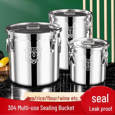 304 Stainless Steel Multi-Purpose Sealed Bucket for Soup, Rice, Oil, Tea, and Brewing