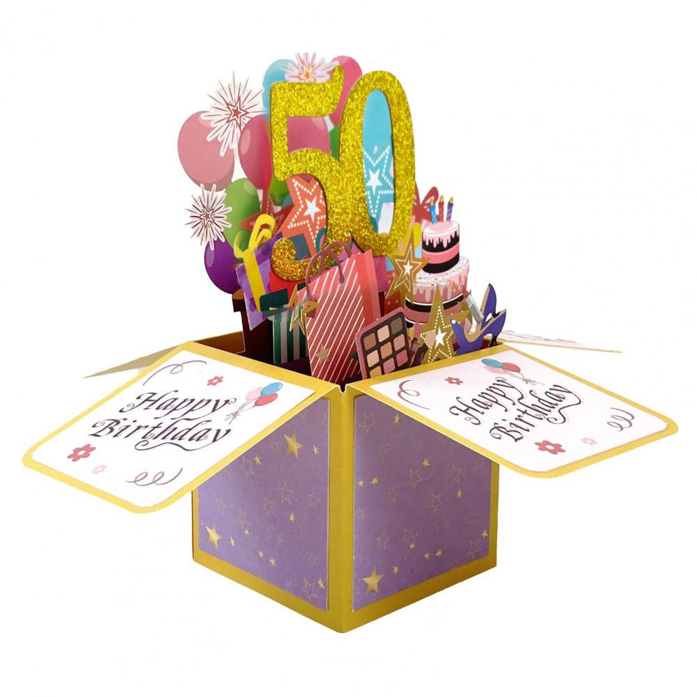 Pop Up Anniversary Card 16 18 20 40 50 60 Number Figure Greeting Card 3D Design Glitter Gift Giving Paper Box Birthday Card
