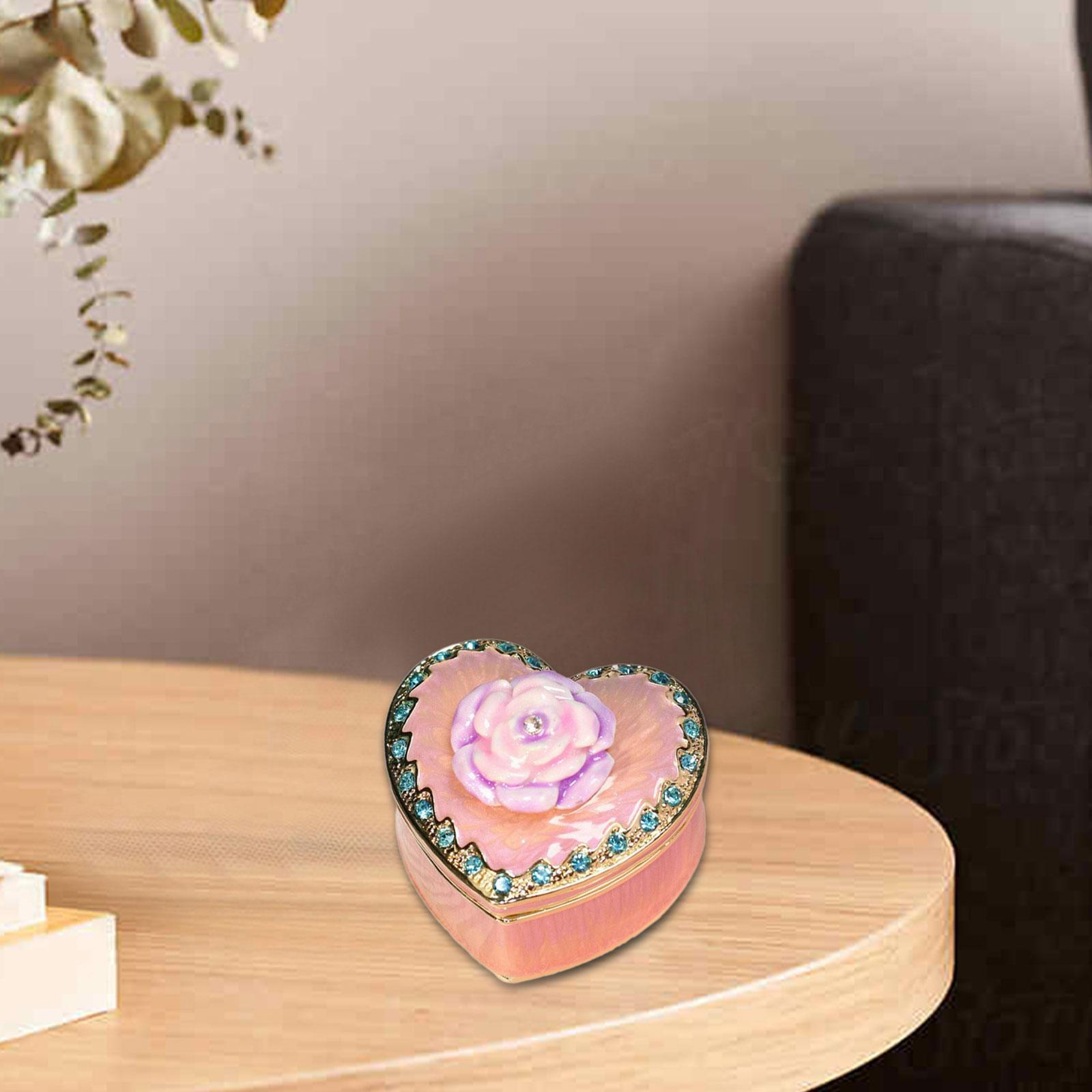 

Органайзер для ювелирных изделий в форме сердца, настольный декоративный кейс-держатель для мелочей из сплава розовый