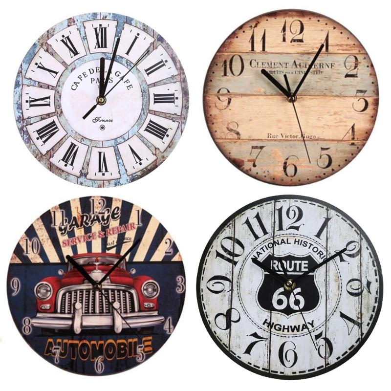 Wood Color Wall Clock Silent Non Ticking 9 Inch Battery Operated Round Easy To Read Clock for Home/Office/Kitchen