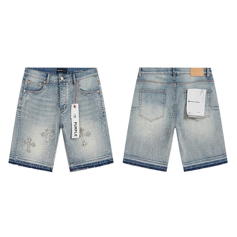 Trendige Marke PURPLE BRAND JEANS Europäische und amerikanische High-Street-weite vielseitige Jeans-Shorts für Männer und Frauen