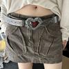 Ceinture Punk Style Rétro Cœur Gaufré Avec Boucle en Alliage Pour Passionnés de Mode Gothique Sombre