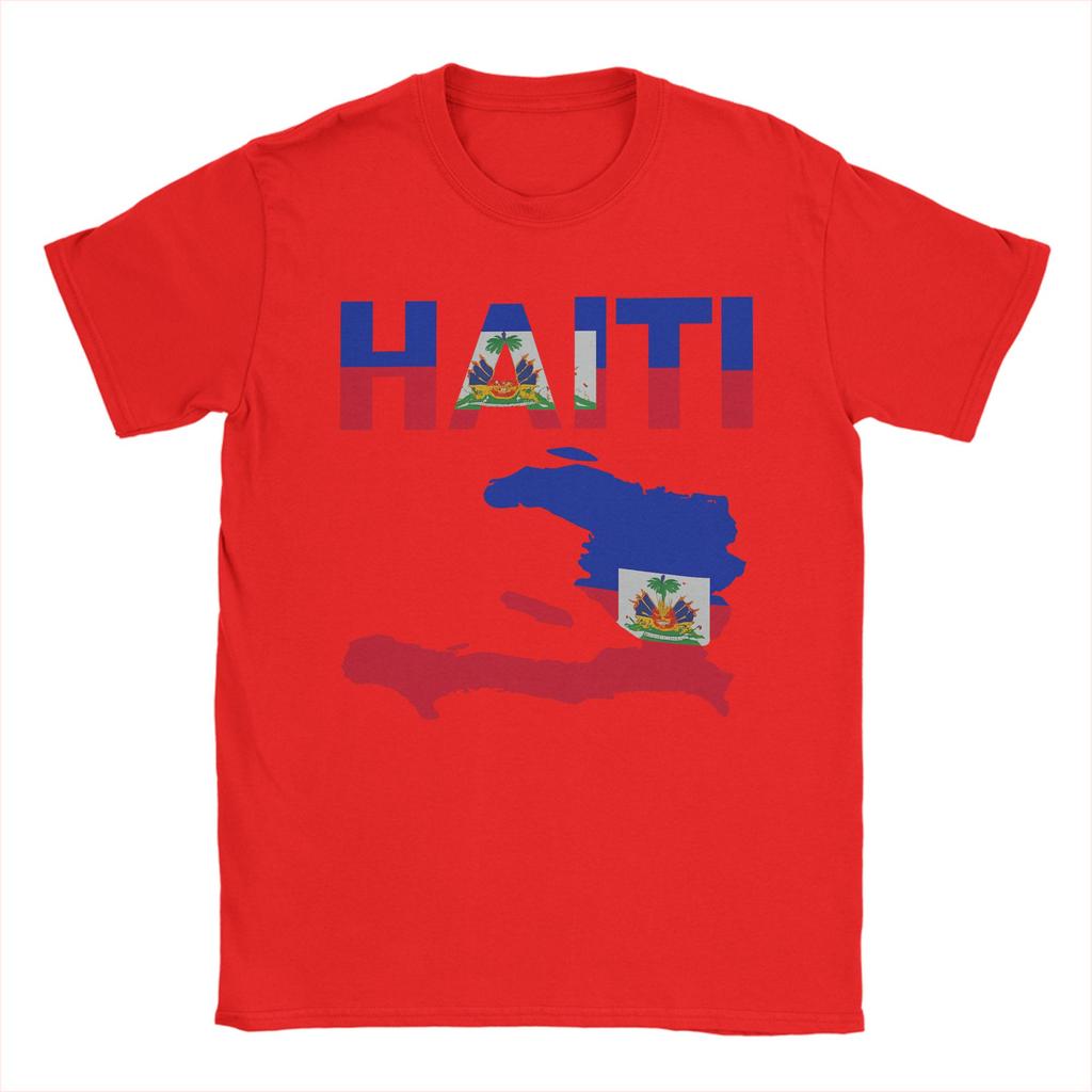 Herren T-Shirt Haiti Flaggentag von Haiti Vintage Baumwoll-T-Shirts Kurzarm-T-Shirts Rundhals-Oberteile Geschenkidee