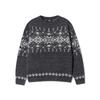 NODU Nordic Snowflake Heathered Jacquard Round Knit [Charcoal]