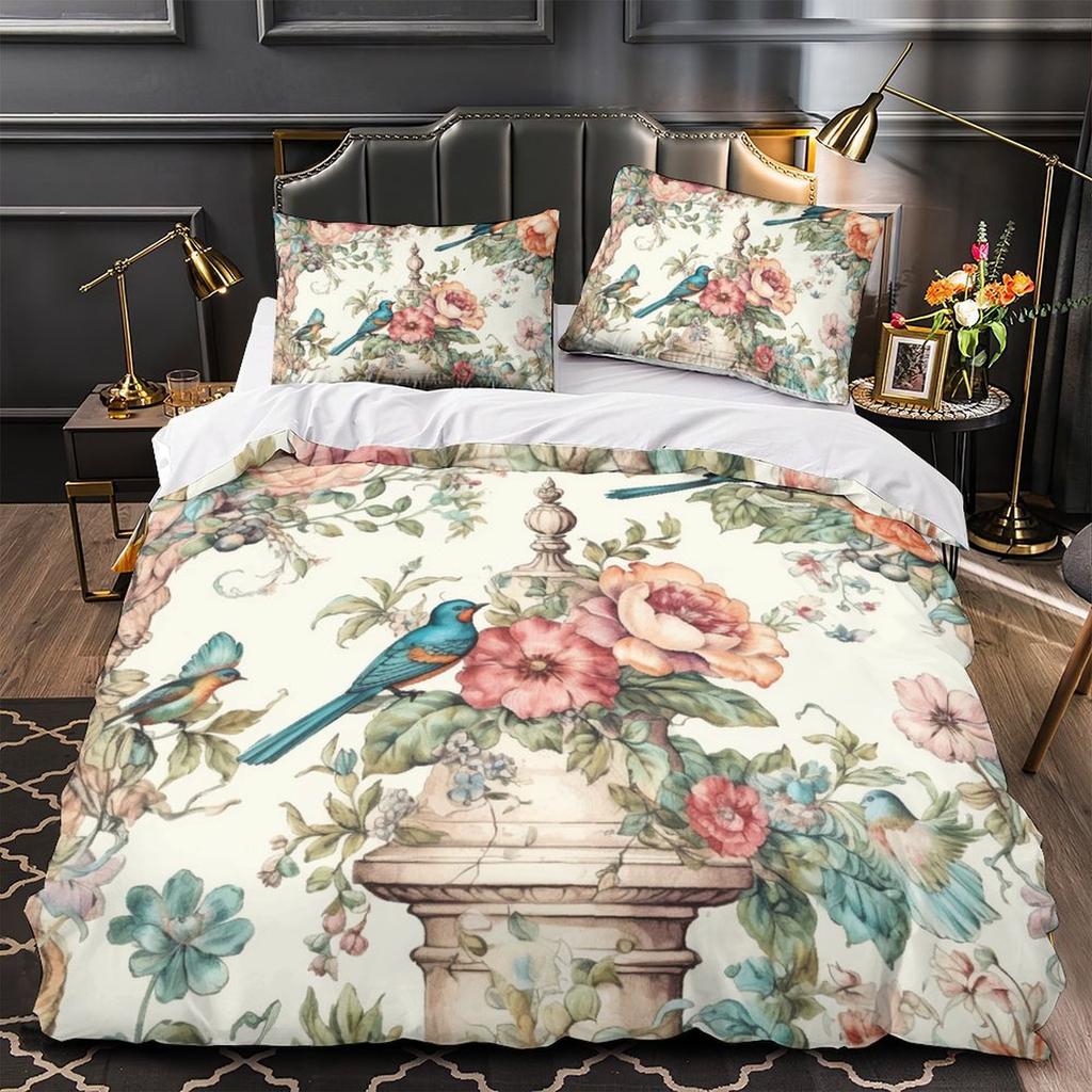 3D Digital Printing Hand-Painted Flower Series Quilt Cover Pillowcase Two Or Three-Piece Set Polyester Abraded