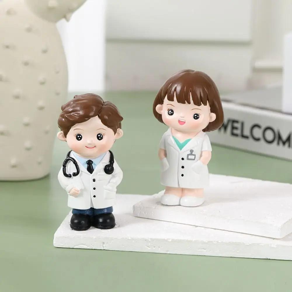 Cute Resin Doctor Nurse Figurine DlY Cartoon Doctor Garage Kit Doctor Nurse Model Statue Crafts