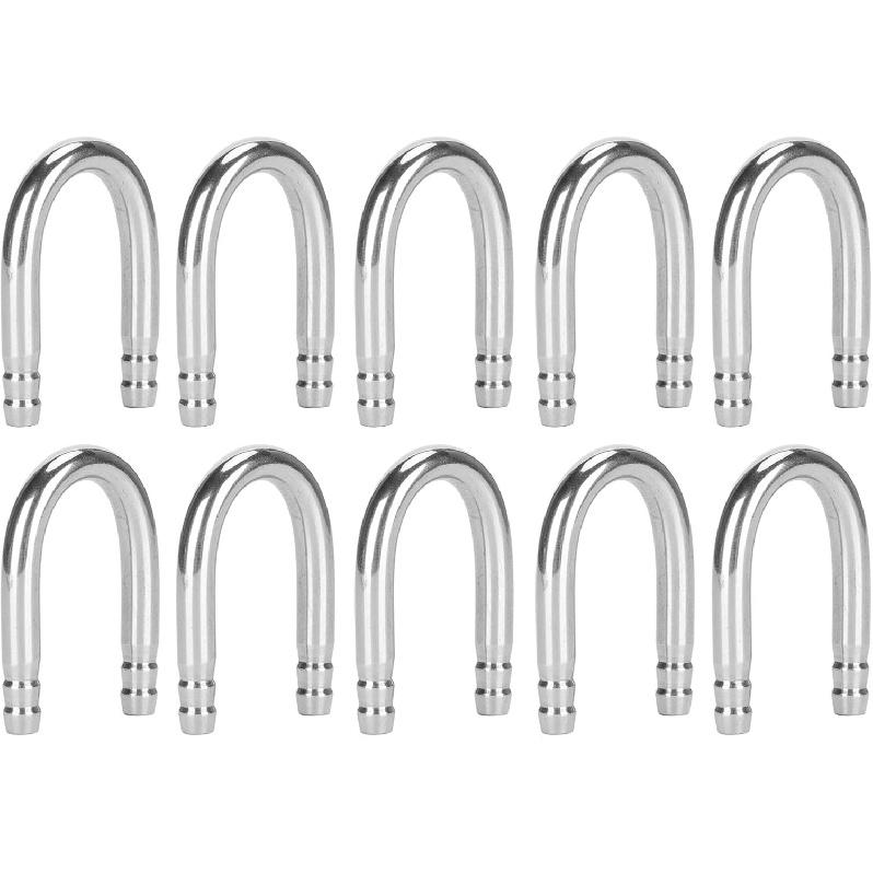 Zerodis 10Pcs Aquarium U-Shape Elbow Pipe Stainless Steel Oxygen Pump CO2 Tubing Aquarium Fish Accessory