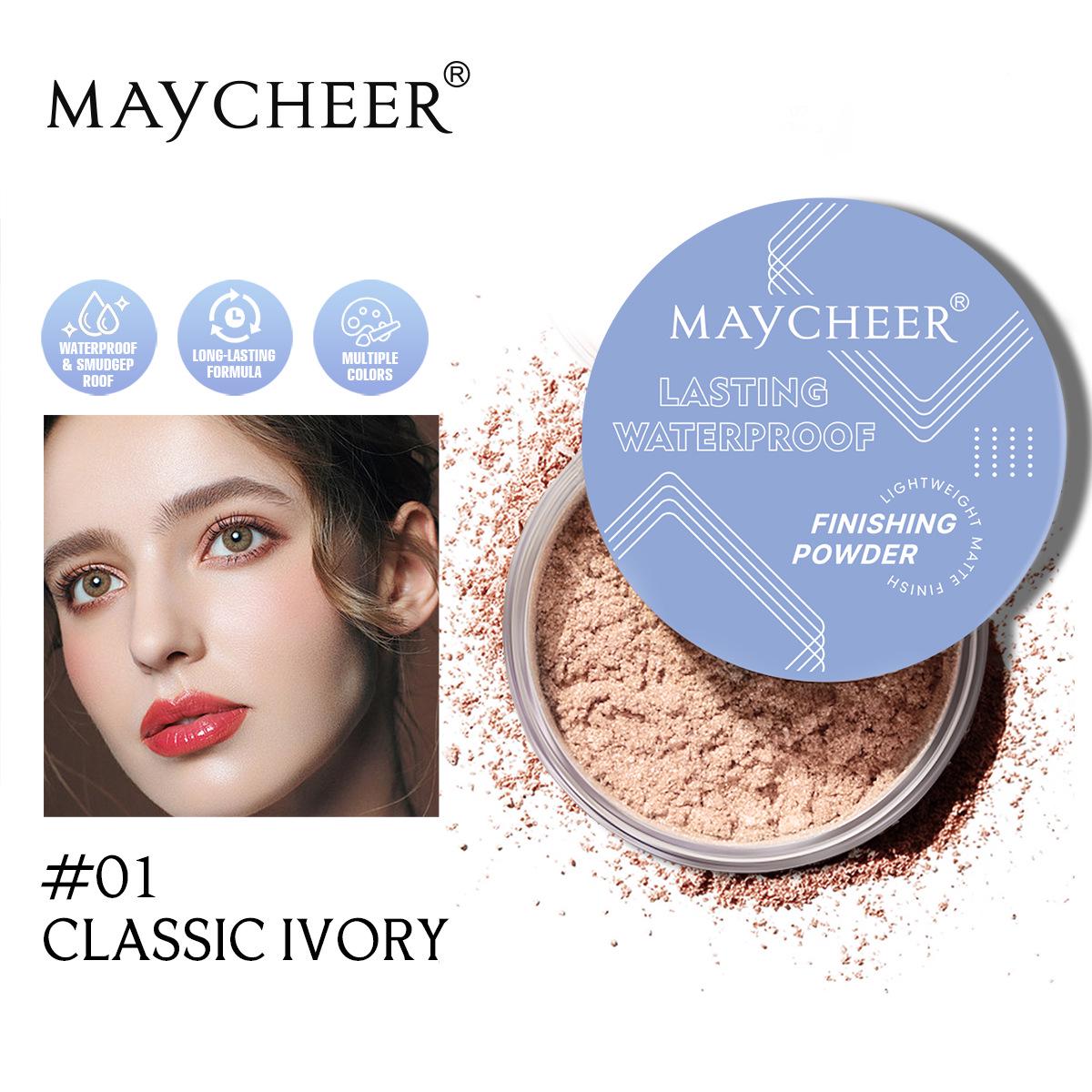 MAYCHEER Long-lasting Waterproof Matte Setting Powder - Oil Control, Sweatproof, Concealing, Soft Focus Compact for Students. 13g