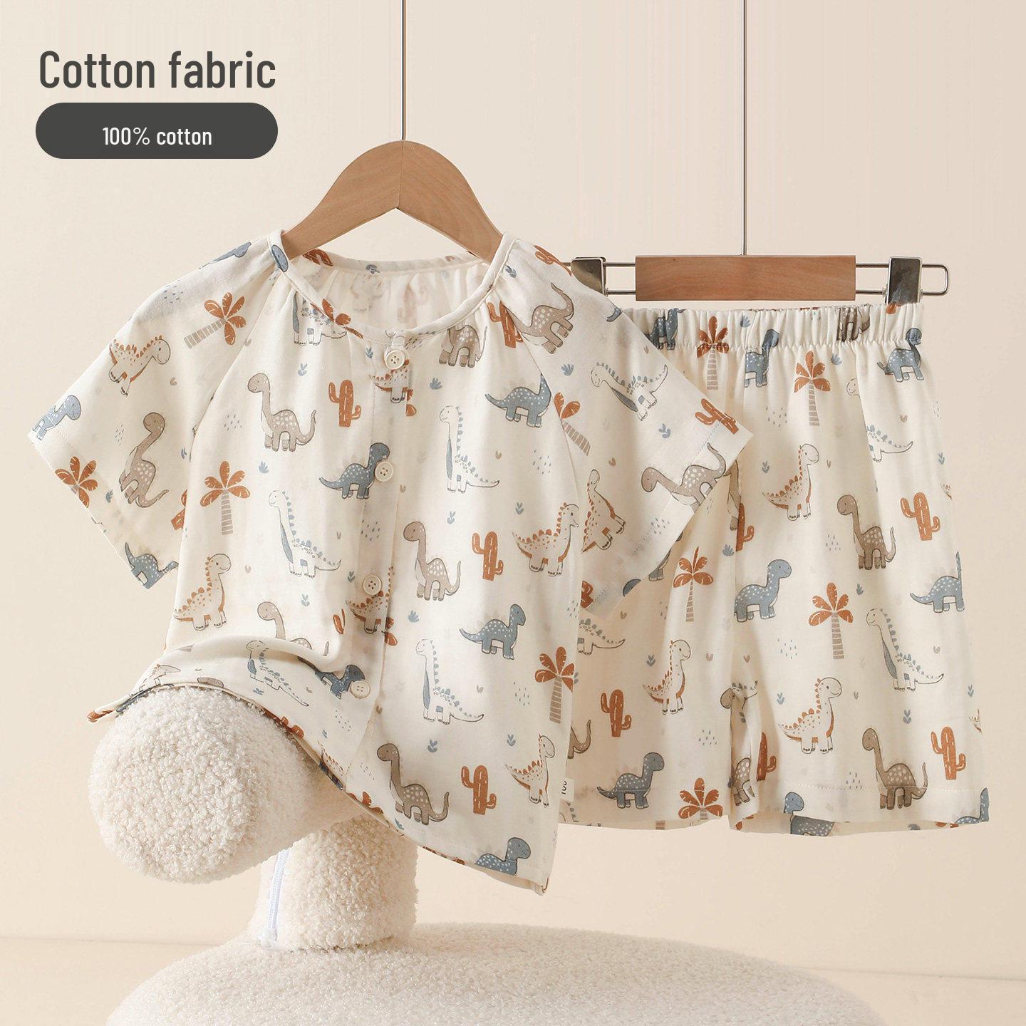 Class A 100% Cotton Children s Pajama Set: Boys & Girls Summer Shorts & Short Sleeve Home Wear Size 110