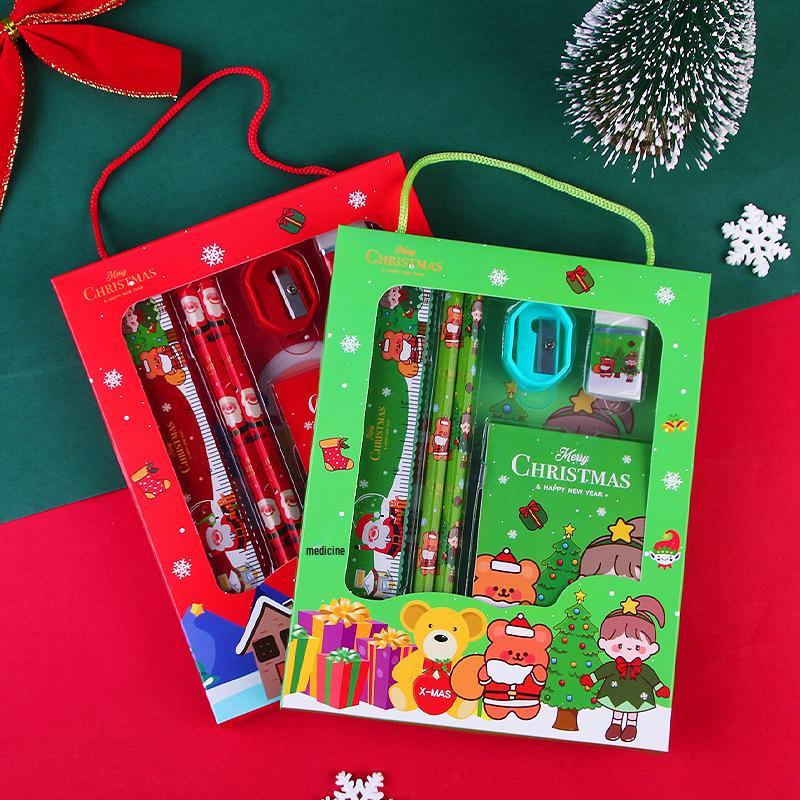 6-Piece Christmas Stationery Gift Set for Kids: Handbag Box for Elementary & Kindergarten