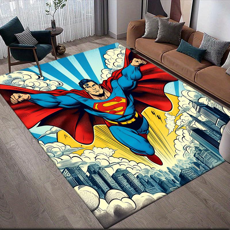 Comic Superhero Anti-Slip Rug, Rectangular Carpet for Home Game Zone & Living Area Decor
