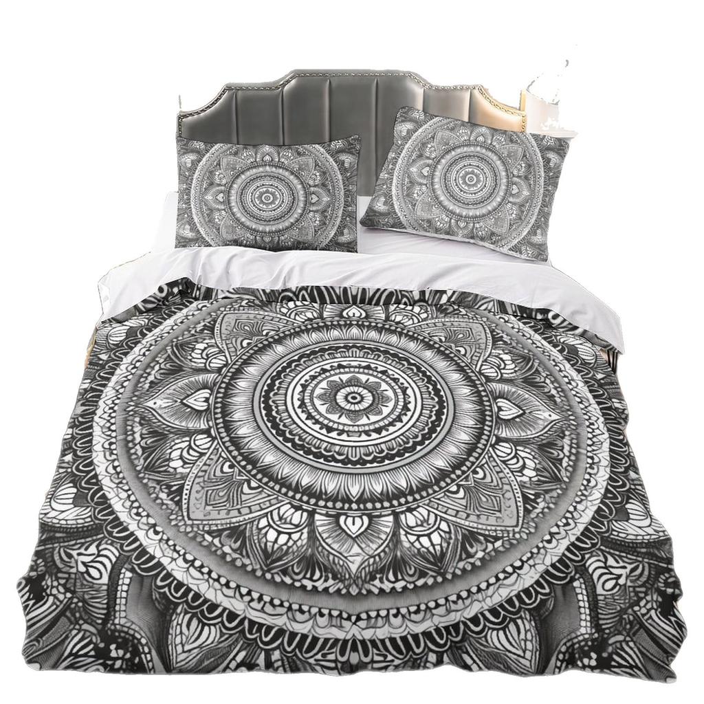 3D Digital Printing Mandala Series Quilt Cover Pillowcase Two Or Three-Piece Set Polyester Abraded