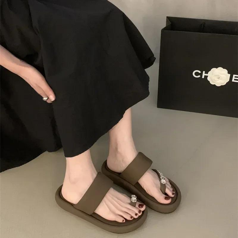 2025 Summers Women Slippers Fashion Elegant Clip Toe Flats Slides Shoes Ladies Casaul Outdoor Beach Sandalias Flip Flop