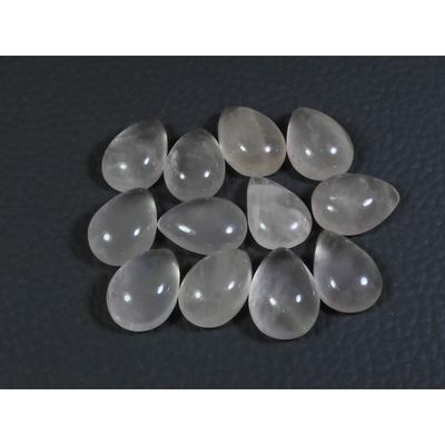 10X14MM Natural Rose Quartz Pear Cabochon Loose Gemstone 12Pcs Lot 65Cts. A-334
