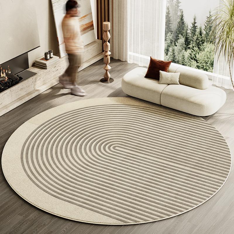 Japanese Style Living Room Decoration Striped Carpet Home Round Anti-slip Mat Thick Washable Lounge Rug Simple Rugs for Bedroom